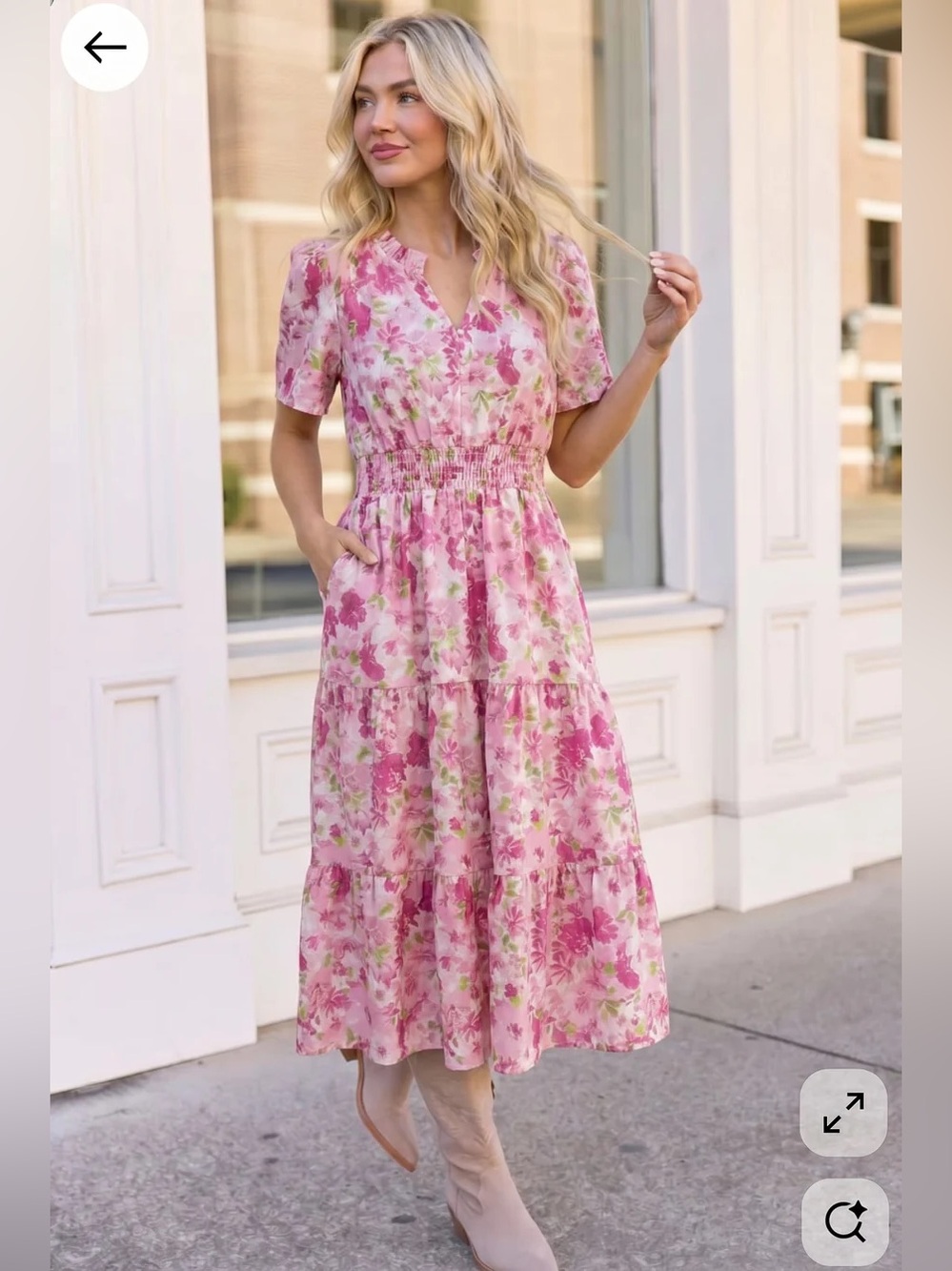 A Georgia Dream in Pink Floral Midi Dress - Picture 2 of 3
